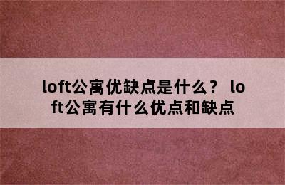 loft公寓优缺点是什么？ loft公寓有什么优点和缺点